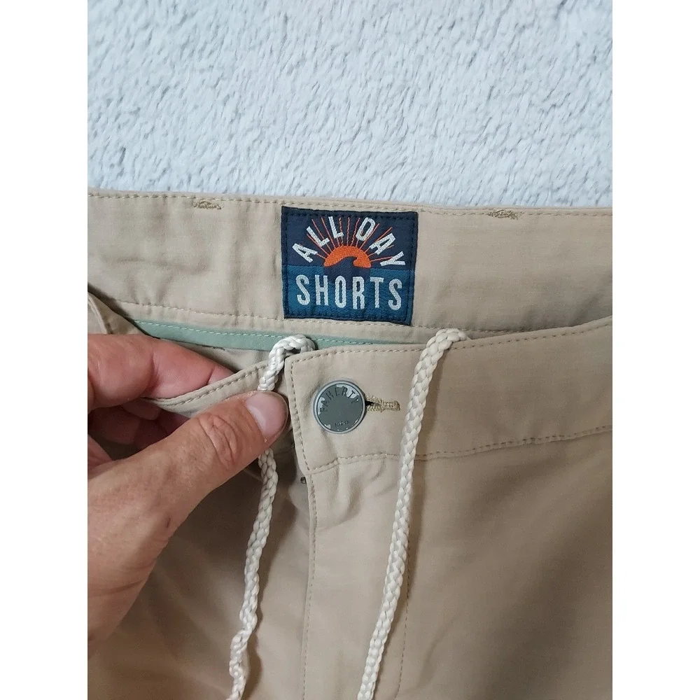 Faherty All Day Shorts Men 36 Hybrid Stretch Khaki Tan Drawstring Outdoor Casual